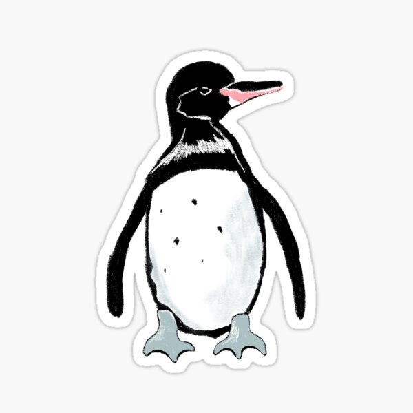 Galápagos-Pinguin-Muster auf leuchtendem Orange Sticker