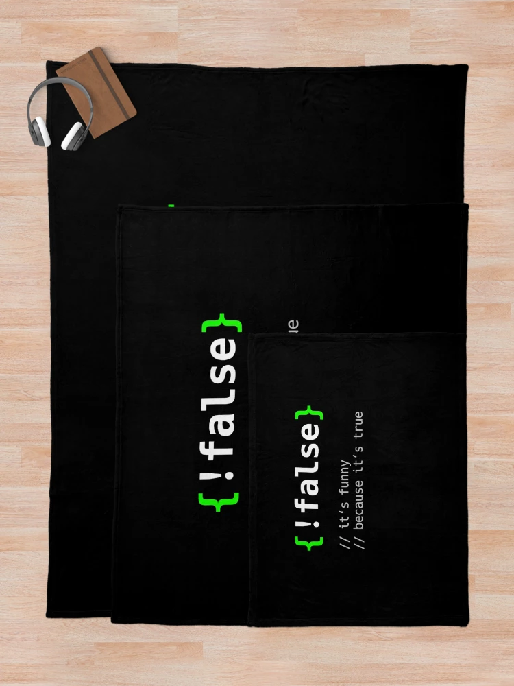 Thumbnail 5 of 6, Throw Blanket, Retro !False - Funny Coding Programmer Gift Computer Programming designed and sold by TNMankdesign.