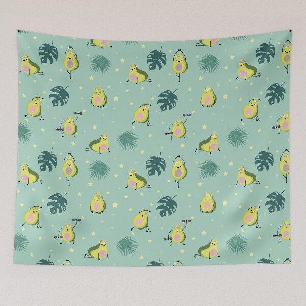 Item preview, Green avocado seamless with leaf and star designed and sold by CristaloHipp.