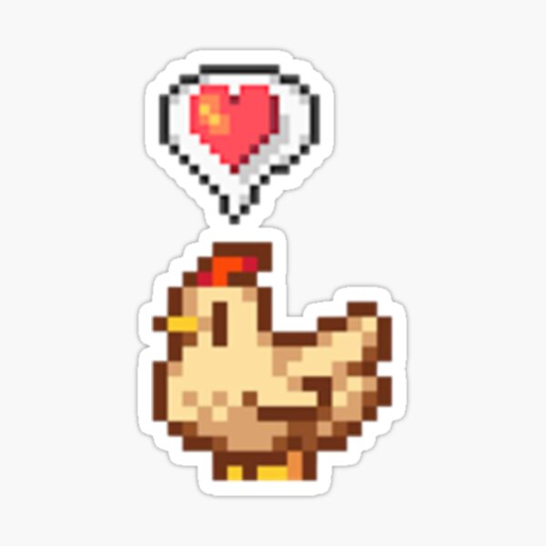 Aperçu de l'œuvre Poulet blanc joyeux de Stardew Valley créée et vendue par boozyprintz.