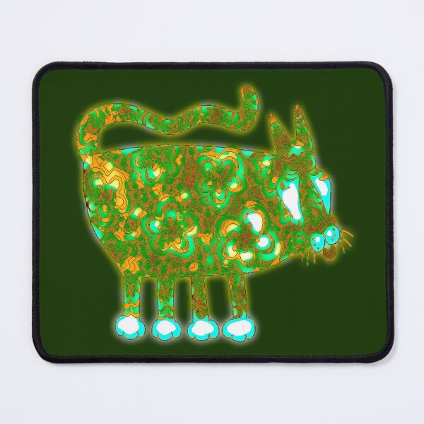 Glow-in-the-dark-cat Green Mouse Pad