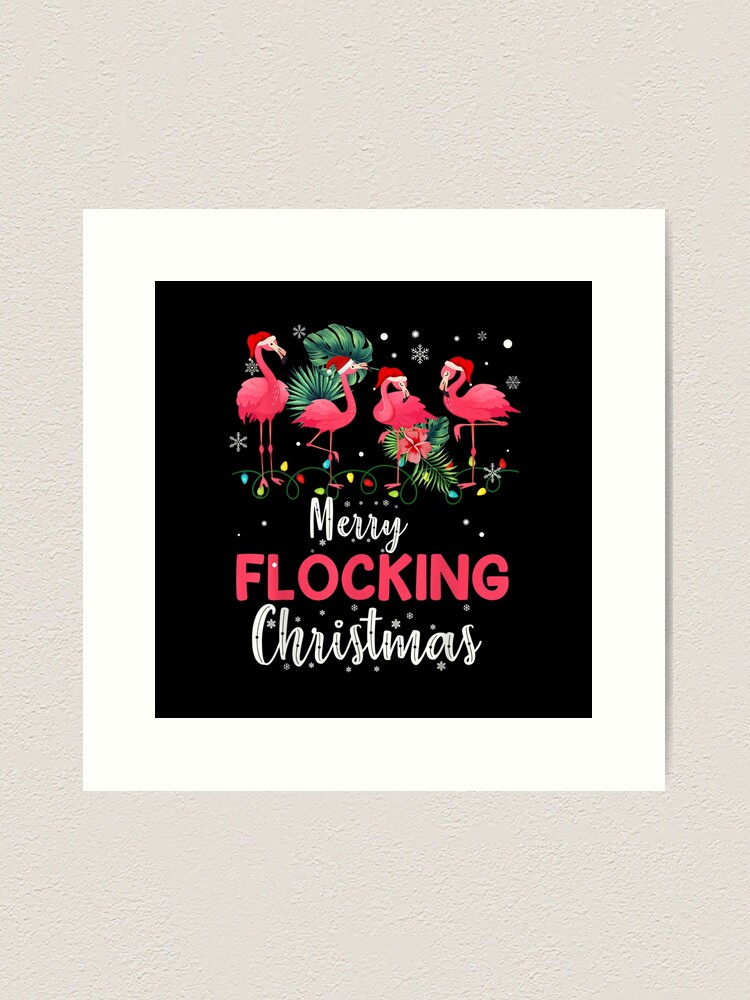Flamingo Noel Hats Dancing On Snow Merry Flocking Christmas T-Shirt Flamingo Noel Hats Dancing On Snow Merry Flocking Christmas T-Shirt