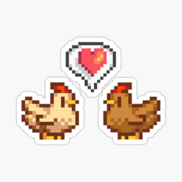 Aperçu de l'œuvre L'amour du poulet de Stardew Valley créée et vendue par boozyprintz.