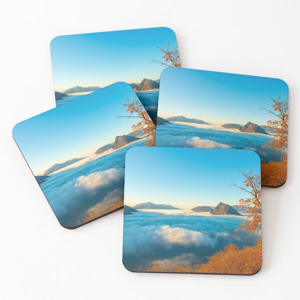 Item preview, Mountain Peak San Salvatore Above Cloudscape with a Autumn Tree and Sunlight with Clear Sky designed and sold by Mats Silvan.