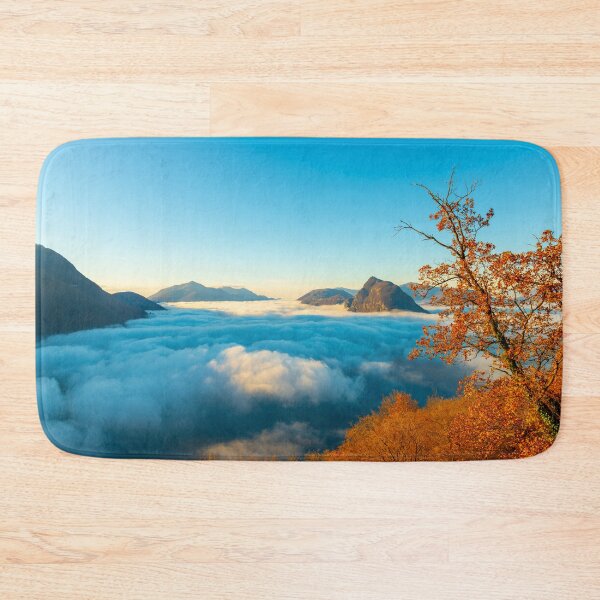Item preview, Mountain Peak San Salvatore Above Cloudscape with a Autumn Tree and Sunlight with Clear Sky designed and sold by Mats Silvan.