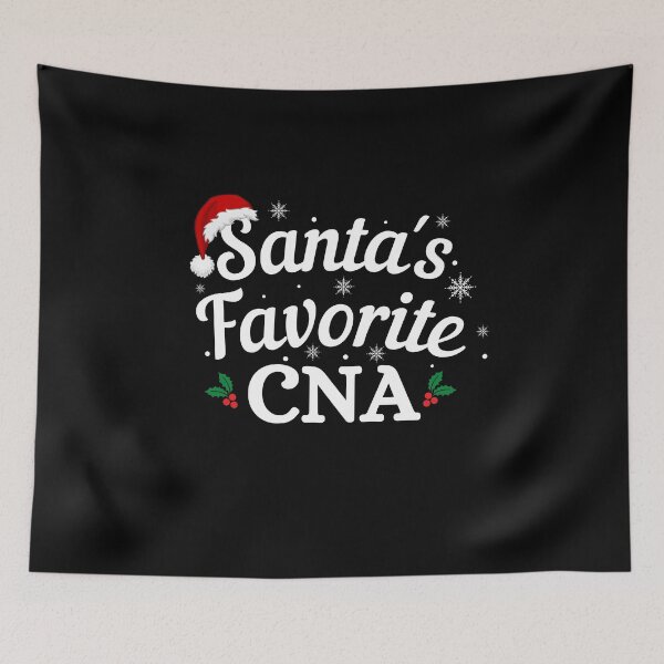 Item preview, Santas Favorite CNA (white text) - Nurse Christmas - Merry Christmas with Santa Hat designed and sold by CaitU.