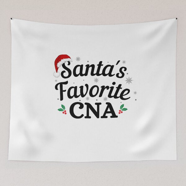 Item preview, Santas Favorite CNA (black text) - Nurse Christmas - Merry Christmas with Santa Hat designed and sold by CaitU.