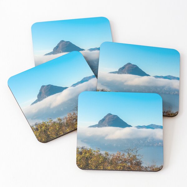 Item preview, Mountain Peak San Salvatore Above Cloudscape and Lake Lugano with Sunlight and Clear Sky in City of Lugano designed and sold by Mats Silvan.