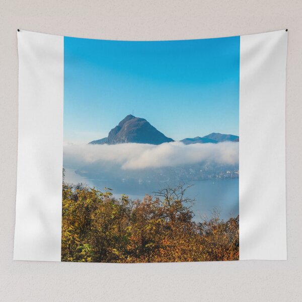 Item preview, Mountain Peak San Salvatore Above Cloudscape and Lake Lugano with Sunlight and Clear Sky in City of Lugano designed and sold by Mats Silvan.