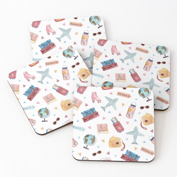 Item preview, Seamless watercolor pattern on the theme of travel and tourism designed and sold by Kyb4ik.