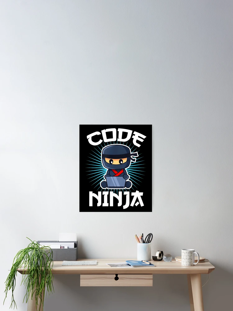 Thumbnail 2 of 3, Poster, Retro Code Ninja Programmer Coder Computer Programming Coding designed and sold by TNMankdesign.
