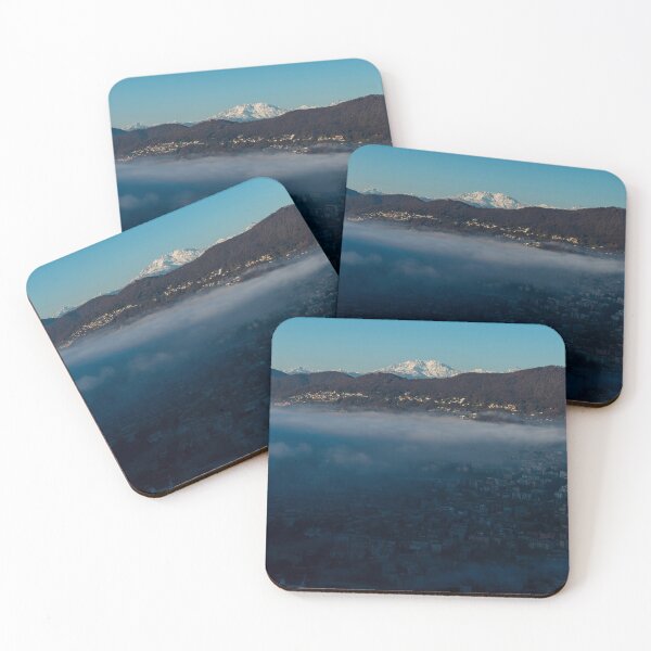 Item preview, Snow-capped Mountain Peak Monte Rosa Above Cloudscape and Lake Lugano with Sunlight and Clear Sky in City of Lugano designed and sold by Mats Silvan.