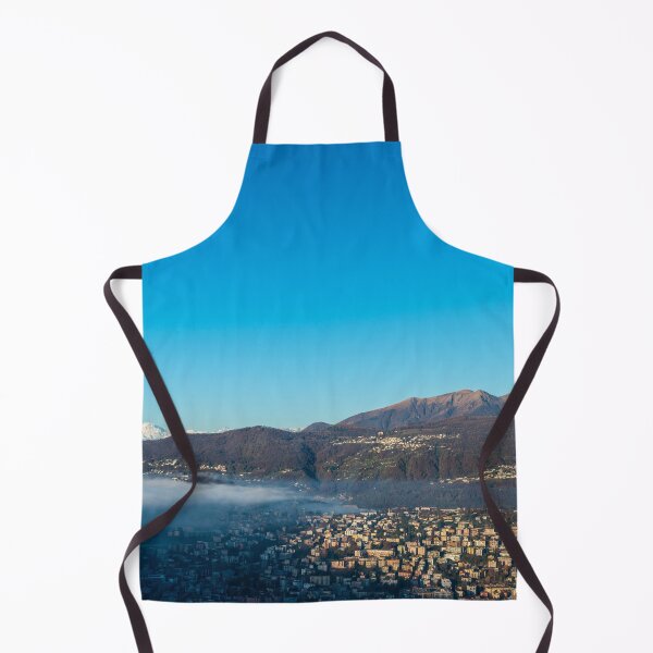 Item preview, Snow-capped Mountain Peak Monte Rosa and the Moon Above Cloudscape and Lake Lugano with Sunlight and Clear Sky in City of Lugano designed and sold by Mats Silvan.