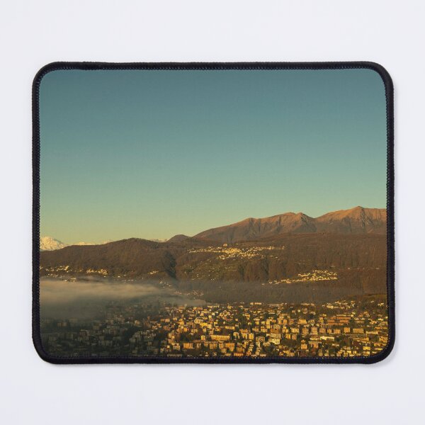 Item preview, Snow-capped Mountain Peak Monte Rosa and the Moon Above Cloudscape and Lake Lugano with Sunlight and Clear Sky in City of Lugano designed and sold by Mats Silvan.