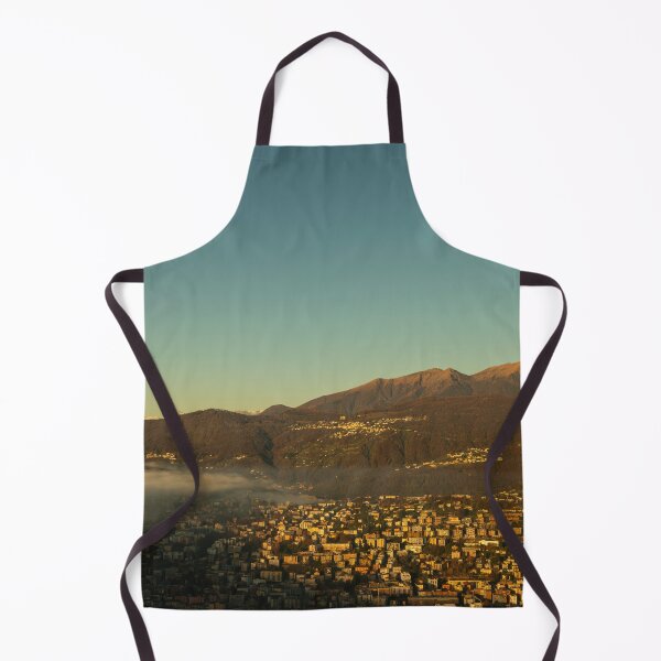 Item preview, Snow-capped Mountain Peak Monte Rosa and the Moon Above Cloudscape and Lake Lugano with Sunlight and Clear Sky in City of Lugano designed and sold by Mats Silvan.