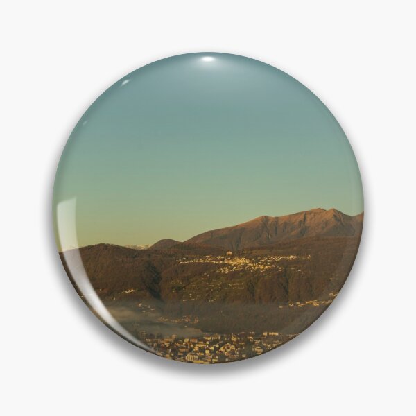 Item preview, Snow-capped Mountain Peak Monte Rosa and the Moon Above Cloudscape and Lake Lugano with Sunlight and Clear Sky in City of Lugano designed and sold by Mats Silvan.