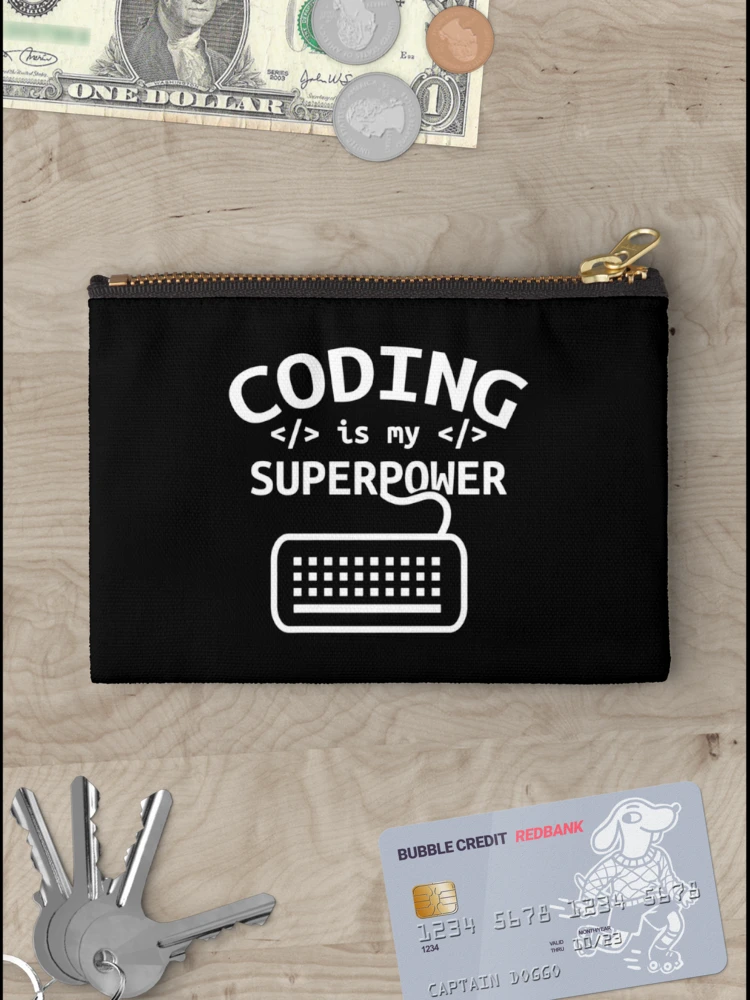 Thumbnail 3 of 4, Zipper Pouch, Retro Coding is my superpower Coder Code Software Programmer designed and sold by TNMankdesign.