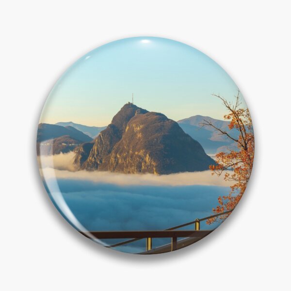 Item preview, Mountain Peak San Salvatore Above Cloudscape and Mountain Road with Sunlight and Clear Sky in Lugano designed and sold by Mats Silvan.