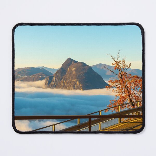 Item preview, Mountain Peak San Salvatore Above Cloudscape and Mountain Road with Sunlight and Clear Sky in Lugano designed and sold by Mats Silvan.