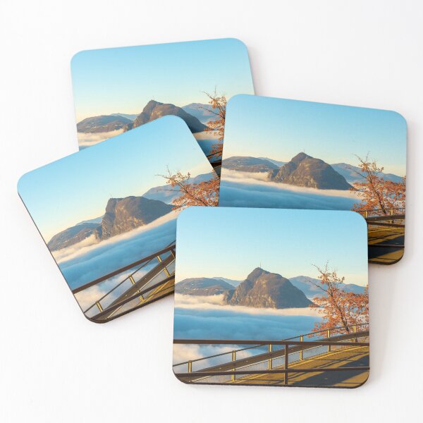 Item preview, Mountain Peak San Salvatore Above Cloudscape and Mountain Road with Sunlight and Clear Sky in Lugano designed and sold by Mats Silvan.