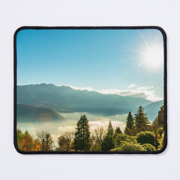 Item preview, Mountain View over Trees and Lake Lugano with Cloudscape with Sunbeam on Clear Sky in Lugano designed and sold by Mats Silvan.