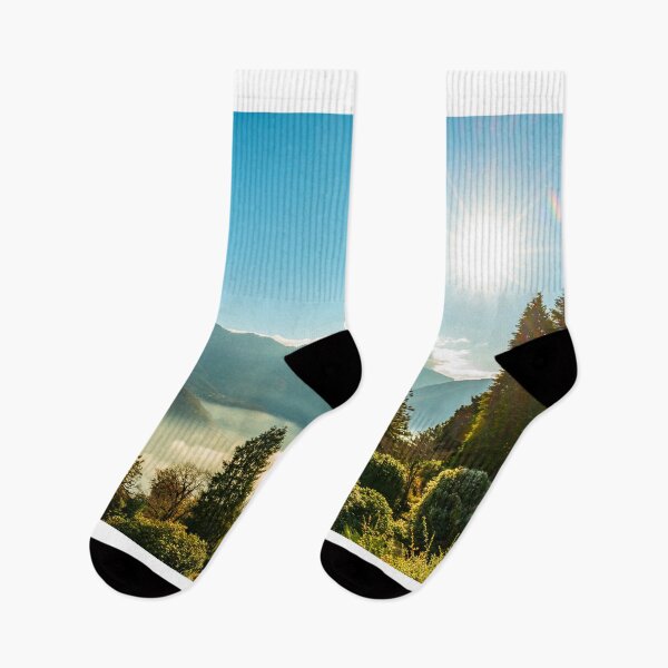 Item preview, Mountain View over Trees and Lake Lugano with Cloudscape with Sunbeam on Clear Sky in Lugano designed and sold by Mats Silvan.