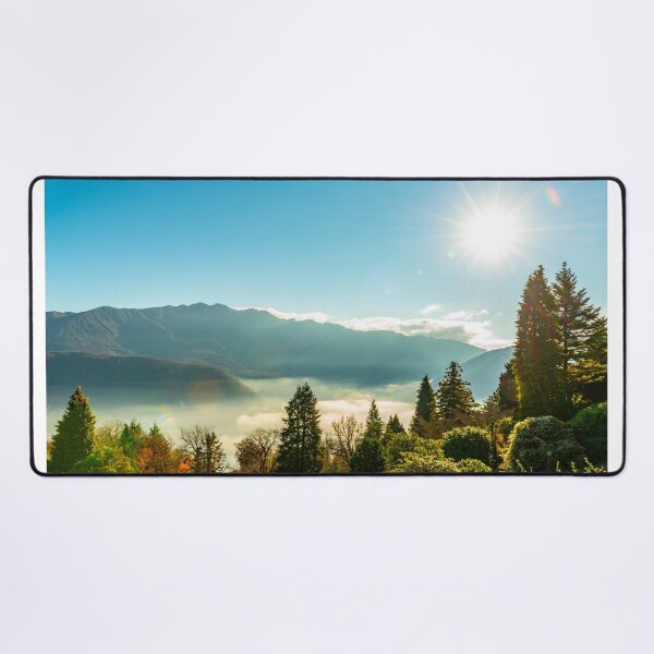 Item preview, Mountain View over Trees and Lake Lugano with Cloudscape with Sunbeam on Clear Sky in Lugano designed and sold by Mats Silvan.