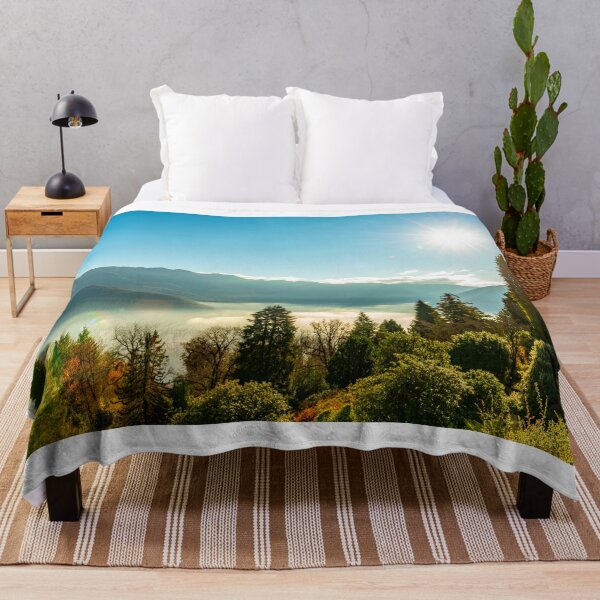 Item preview, Mountain View over Trees and Lake Lugano with Cloudscape with Sunbeam on Clear Sky in Lugano designed and sold by Mats Silvan.