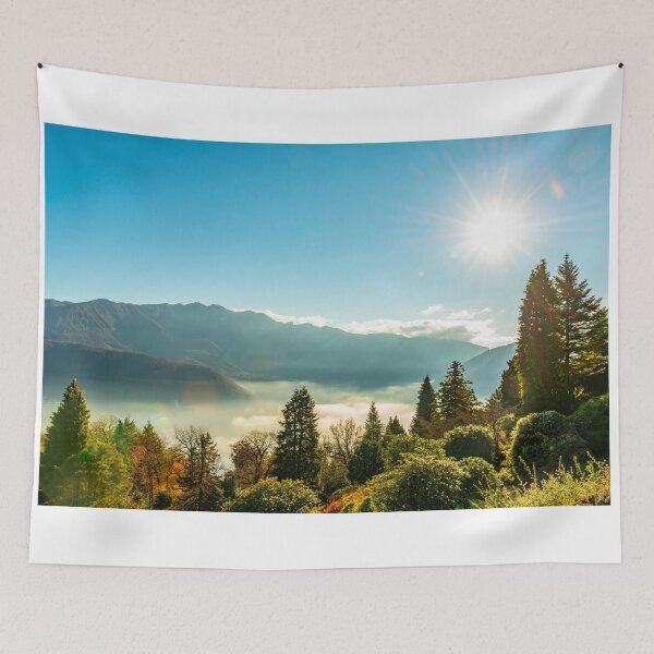 Item preview, Mountain View over Trees and Lake Lugano with Cloudscape with Sunbeam on Clear Sky in Lugano designed and sold by Mats Silvan.