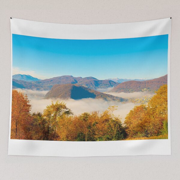 Item preview, Mountain Range on the Border to Italy on Lake Lugano with Cloudscape and Sunlight on a Clear Sky in Caslano designed and sold by Mats Silvan.