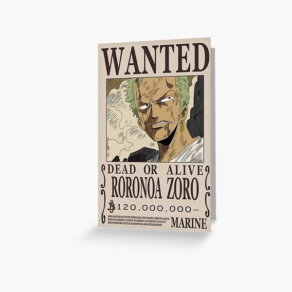 Roronoa Zoro Wanted Greeting Cards Redbubble