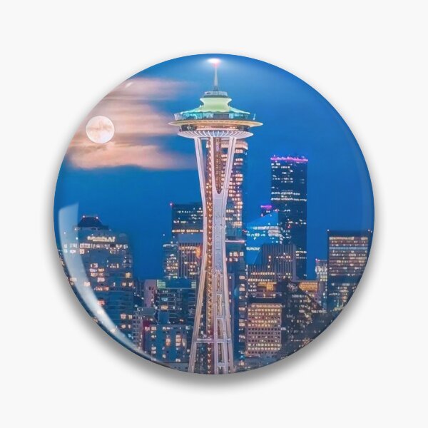Item preview, Seattle Skyline at Night designed and sold by Sofia-Draws.