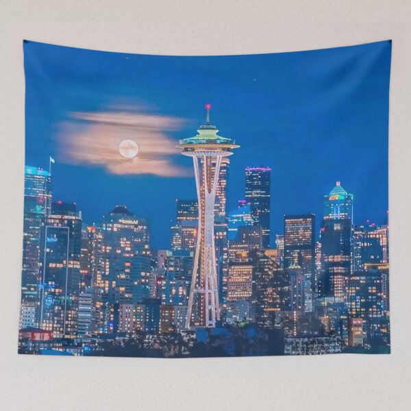 Item preview, Seattle Skyline at Night designed and sold by Sofia-Draws.