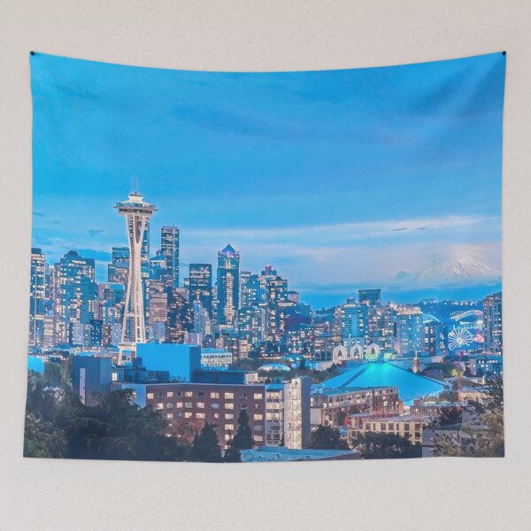 Item preview, Seattle City Skyline at Night designed and sold by Sofia-Draws.