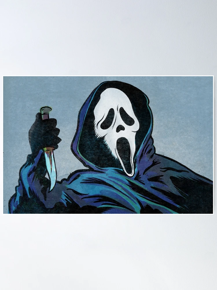 Ghost Face Scream Watercolor Painting Cult Horror Movie Wall 