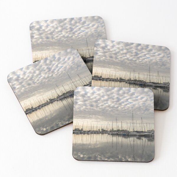 Item preview, Silvery Mirror - a Peaceful Moment with Cloud Puffs and Yachts designed and sold by Georgia Mizuleva.