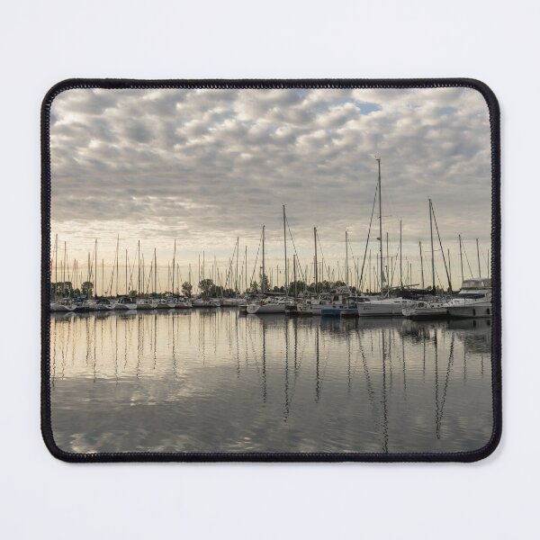 Item preview, Silvery Mirror - a Peaceful Moment with Cloud Puffs and Yachts designed and sold by Georgia Mizuleva.