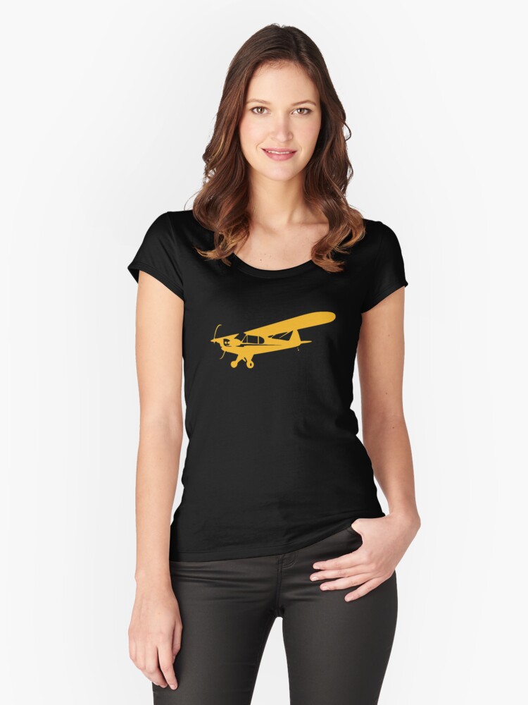 Thumbnail 1 of 3, Fitted Scoop T-Shirt, Piper J-3 Cub designed and sold by cranha.