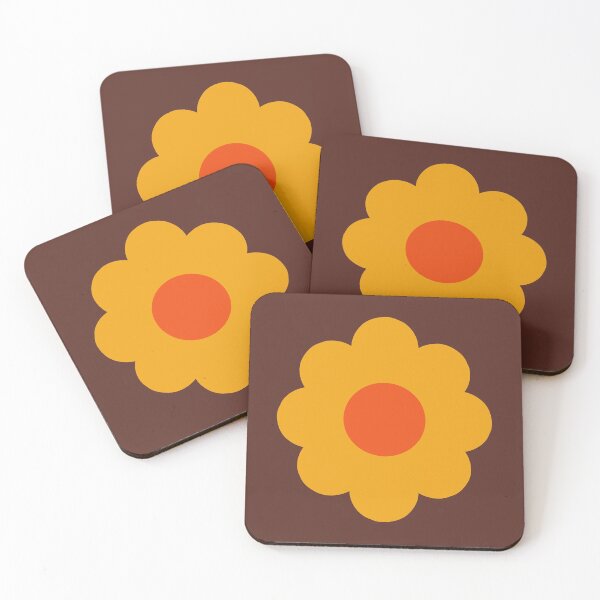 Item preview, Groovy 60s Yellow Retro Vintage Daisy Flower Power Pattern on Earth Brown designed and sold by lucybrownlane.