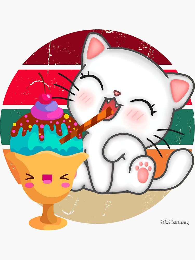 Dibujos gatitos kawaii kawaii comiendo helado