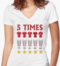 5 Times - Liverpool European Cup Winners Women's Fitted V-Neck T-Shirt