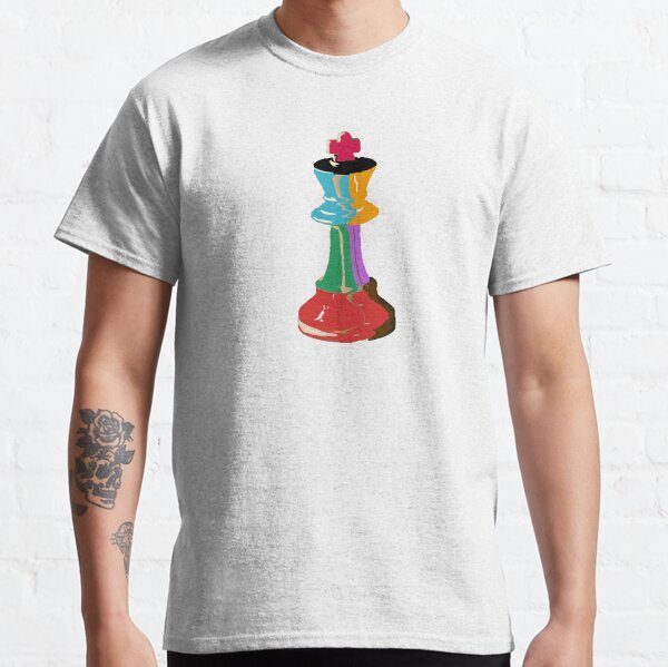 Pièce colorée d'échecs de roi T-shirt classique