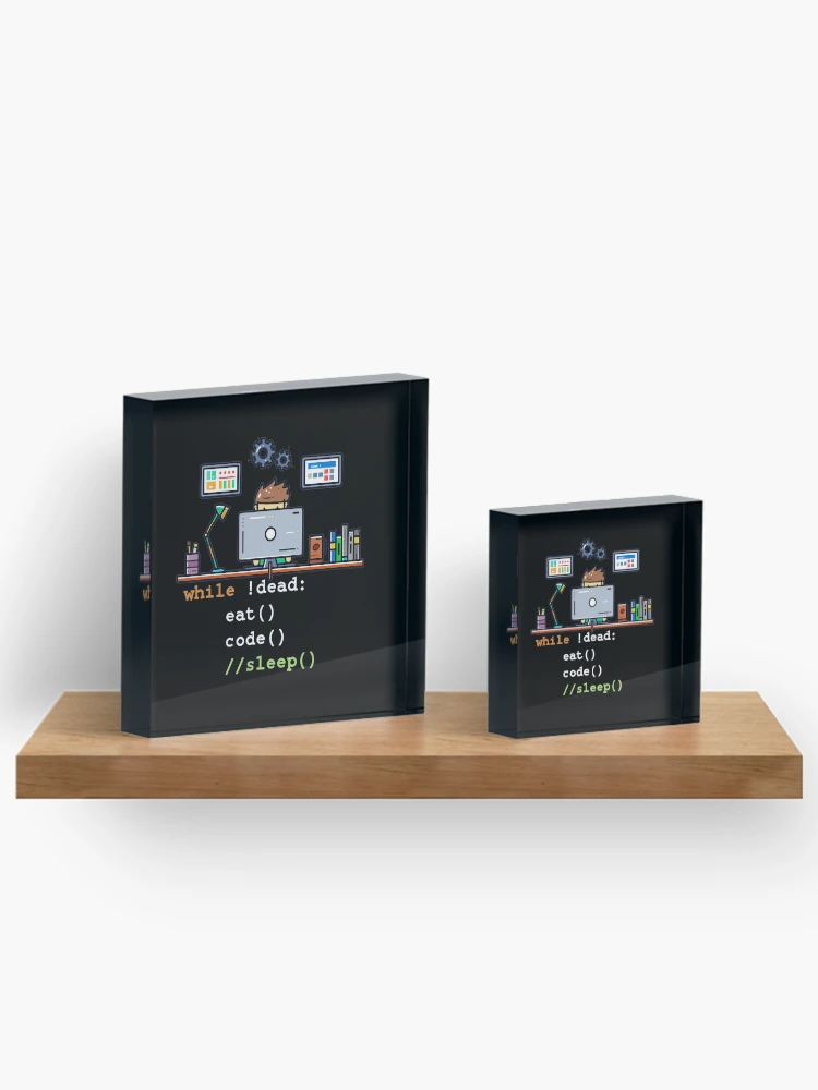 Thumbnail 3 of 5, Acrylic Block, Retro Computer Science Python Programmer Eat Code Sleep designed and sold by TNMankdesign.
