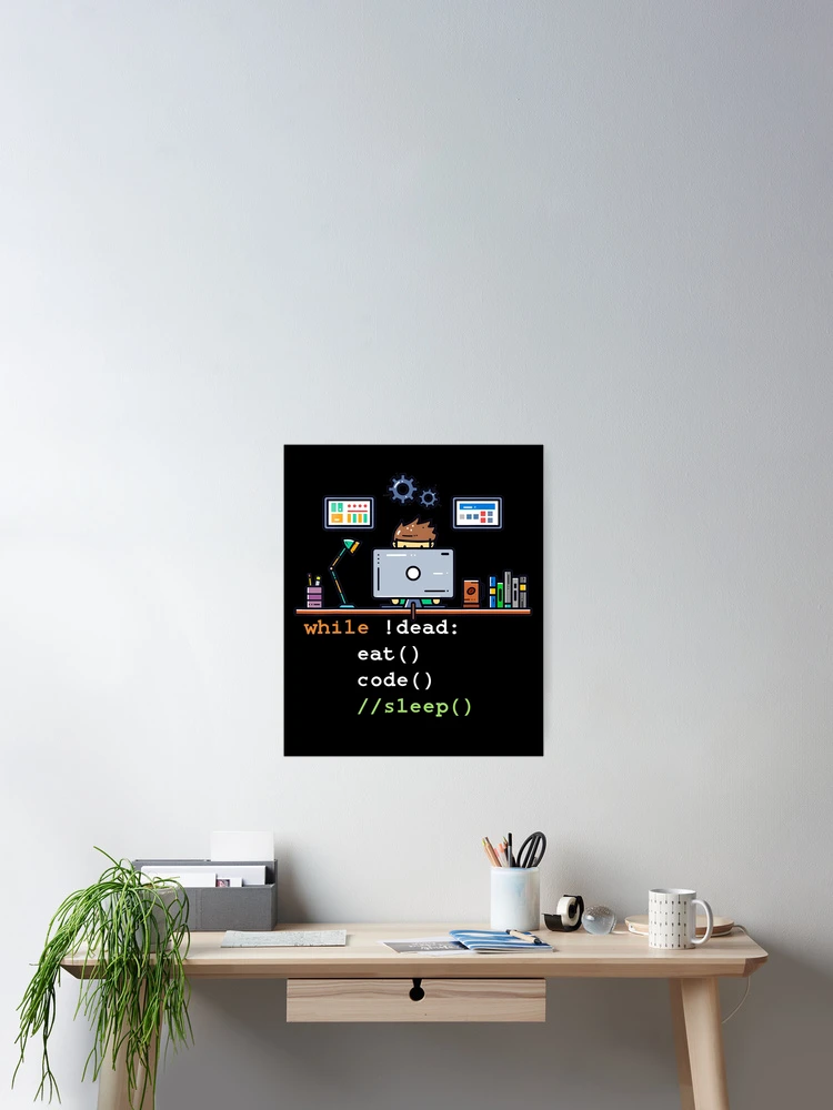 Thumbnail 2 of 3, Poster, Retro Computer Science Python Programmer Eat Code Sleep designed and sold by TNMankdesign.