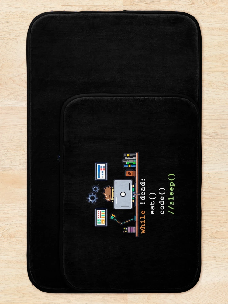 Thumbnail 5 of 6, Bath Mat, Retro Computer Science Python Programmer Eat Code Sleep designed and sold by TNMankdesign.