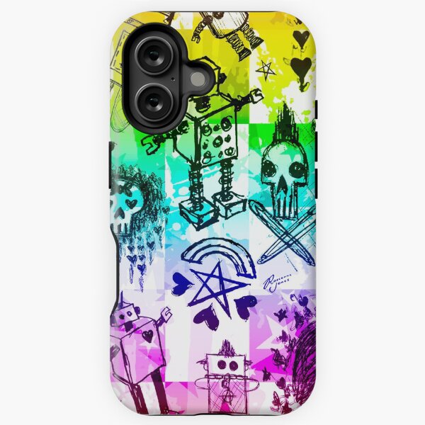 Rainbow Scene Kid Sketches iPhone Tough Case