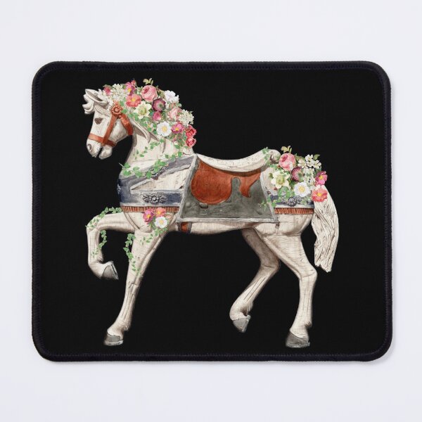 Item preview, Cute White Carousel Fairground Horse With Vintage Flowers And Butterflies designed and sold by TrulyEpoque.
