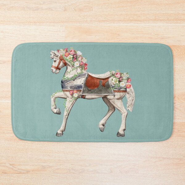 Item preview, Cute White Carousel Fairground Horse With Vintage Flowers And Butterflies designed and sold by TrulyEpoque.