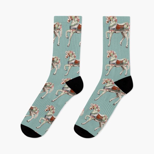 Item preview, Cute White Carousel Fairground Horse With Vintage Flowers And Butterflies designed and sold by TrulyEpoque.