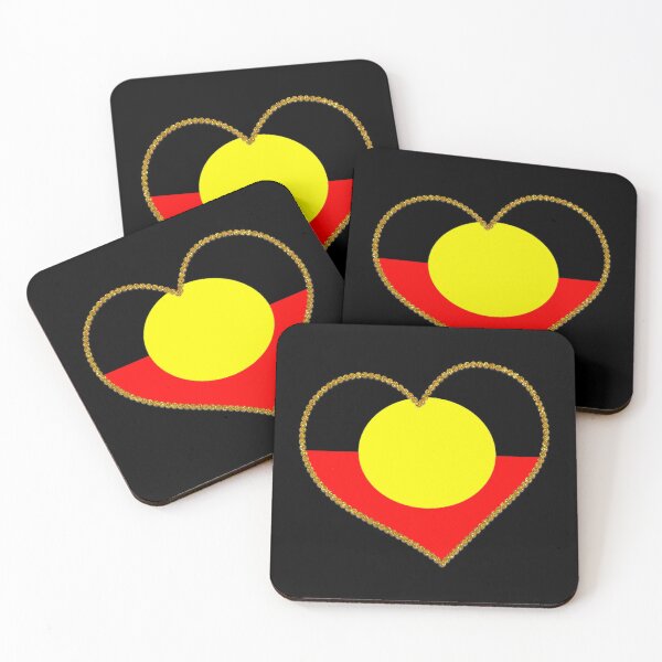 Item preview, Australian aboriginal flag heart designed and sold by Eva-Success.